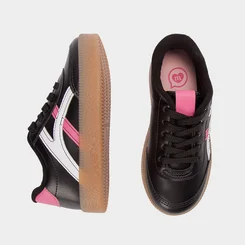 Tênis Casual Infantil Molekinha Detalhe Recortes Rosa Preto