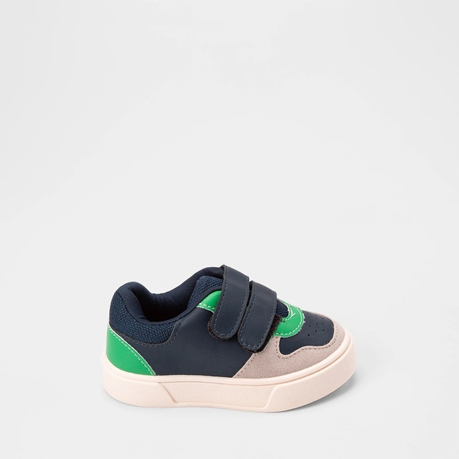 Tênis Casual Bebê Vertus Tiras Contato Recortes Multicolor
