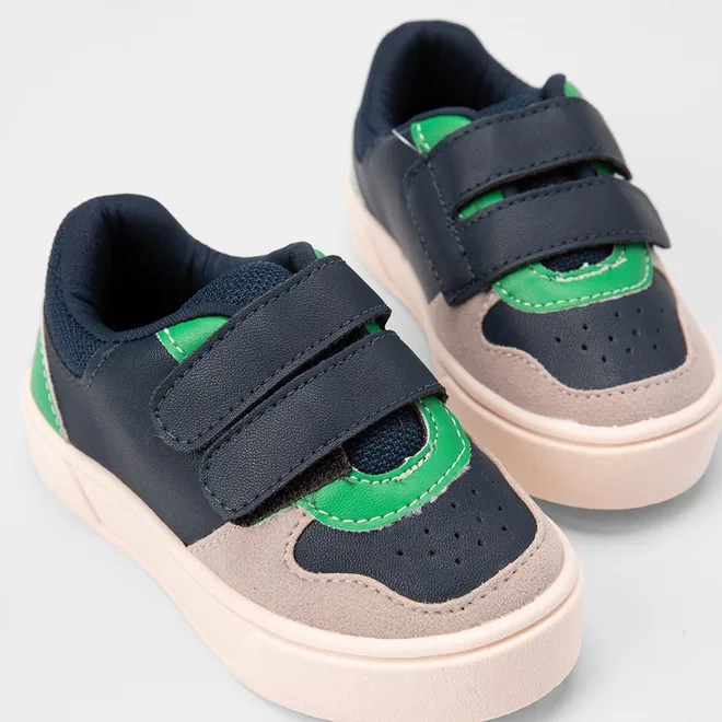 Tênis Casual Bebê Vertus Tiras Contato Recortes Multicolor