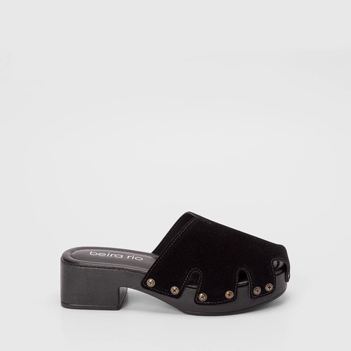 Mule Clog Feminino Beira Rio Camurça Preto