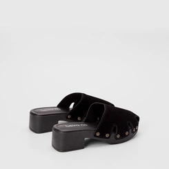 Mule Clog Feminino Beira Rio Camurça Preto