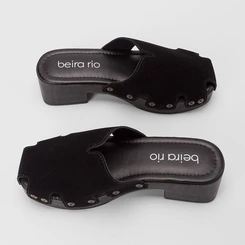 Mule Clog Feminino Beira Rio Camurça Preto