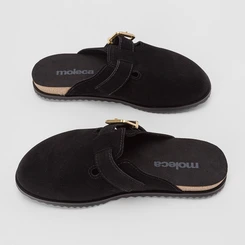 Mule Feminino Moleca Enfeite Fivela Camurça Preto