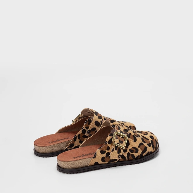 Mule Feminino Moleca Detalhe Fivela Camurça Onça
