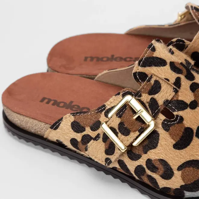 Mule Feminino Moleca Detalhe Fivela Camurça Onça