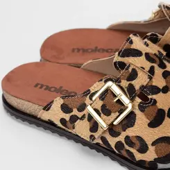 Mule Feminino Moleca Detalhe Fivela Camurça Onça