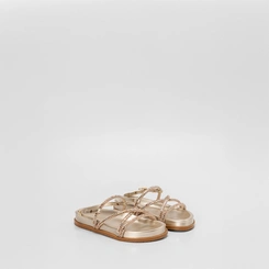 Sandália Rasteira Infantil Gabrielinha Detalhe Strass Ouro