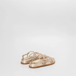 Sandália Rasteira Infantil Gabrielinha Detalhe Strass Ouro