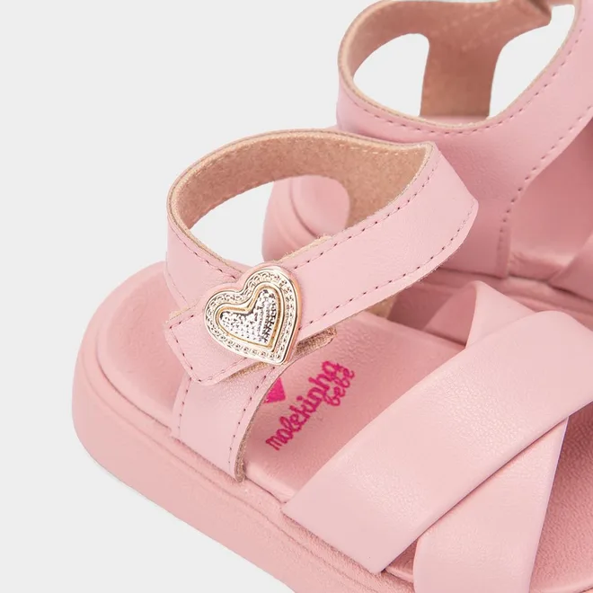 Sandália Bebê Molekinha Contato Tiras Cruzadas Rosa