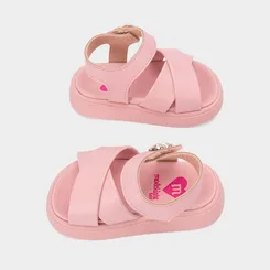 Sandália Bebê Molekinha Contato Tiras Cruzadas Rosa