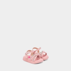 Sandália Bebê Molekinha Tiras Cruzadas Strass Rosa