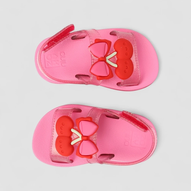 Sandália Infantil Zaxy Cereja Glitter Rosa