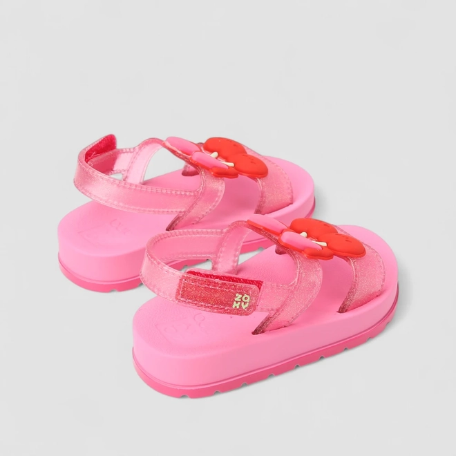 Sandália Infantil Zaxy Cereja Glitter Rosa
