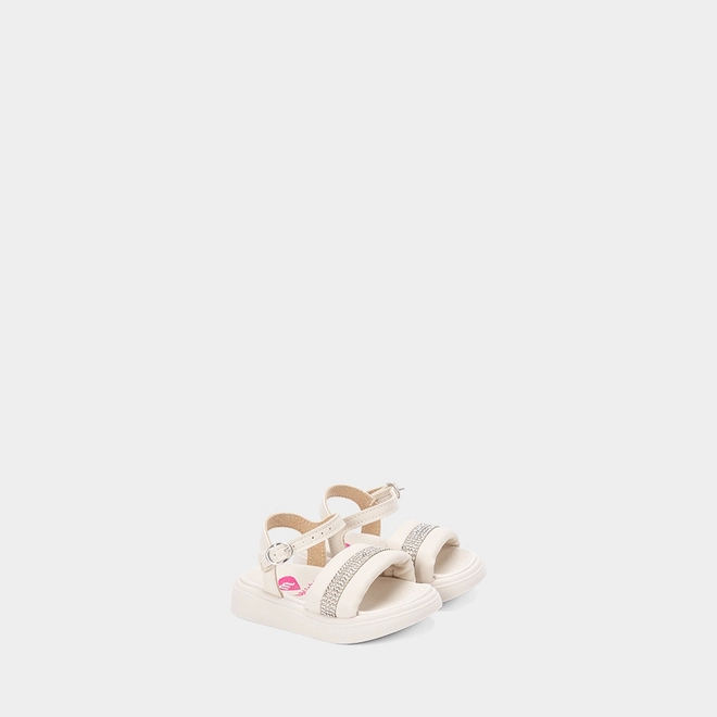 Sandália Bebê Molekinha Strass Off White