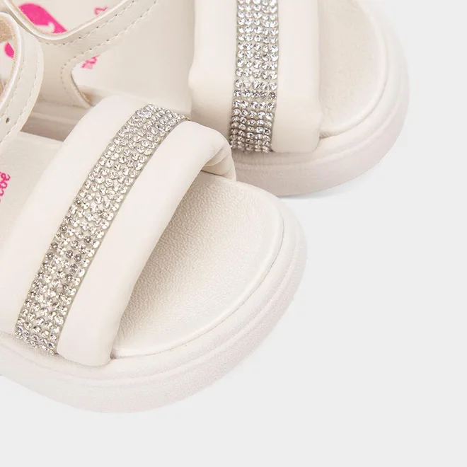 Sandália Bebê Molekinha Strass Off White