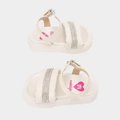 Sandália Bebê Molekinha Strass Off White