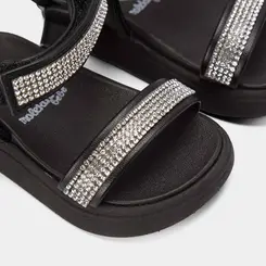 Sandália Bebê Molekinha Contato Tira Em Strass Preto