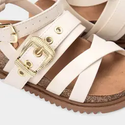 Sandália Infantil Molekinha Detalhe Fivela Off-White