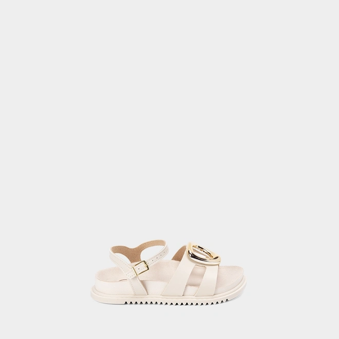 Sandália Infantil Molekinha Enfeite Bold Off-White