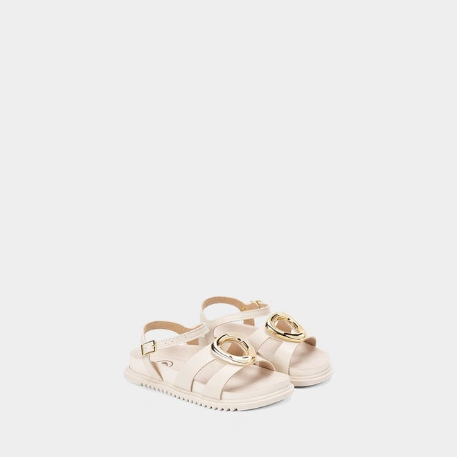 Sandália Infantil Molekinha Enfeite Bold Off-White