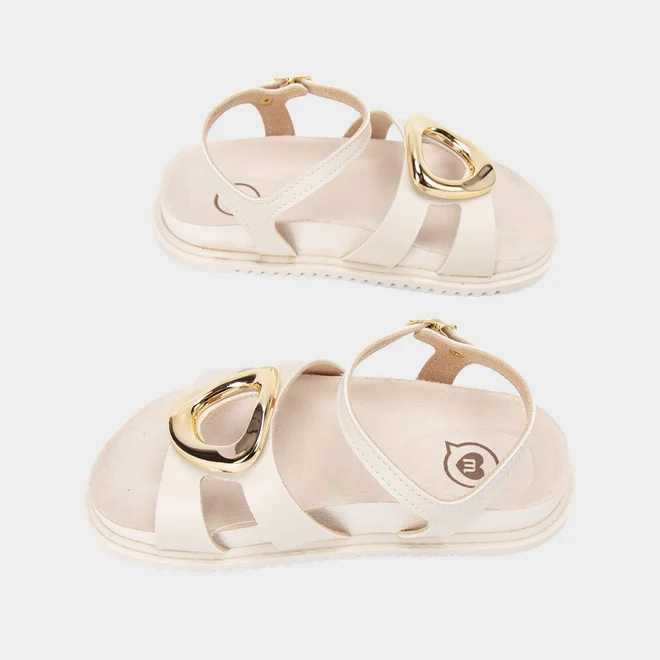 Sandália Infantil Molekinha Enfeite Bold Off-White