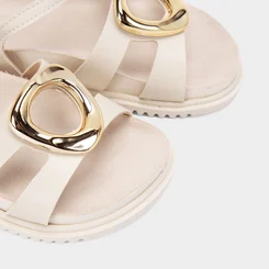 Sandália Infantil Molekinha Enfeite Bold Off-White