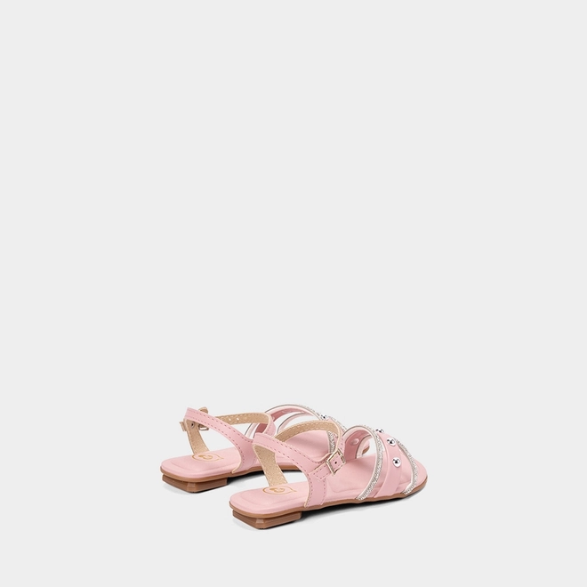 Sandália Infantil Molekinha Detalhe Tachas Esferas & Strass Rosa