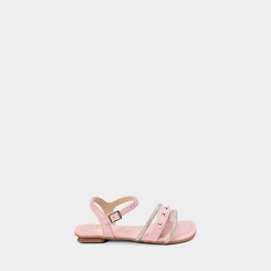 Sandália Infantil Molekinha Detalhe Tachas Esferas & Strass Rosa