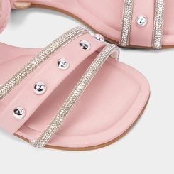 Sandália Infantil Molekinha Detalhe Tachas Esferas & Strass Rosa