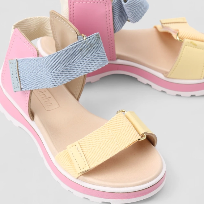 Sandália Infantil Molekinha Tiras Contato Multicolor