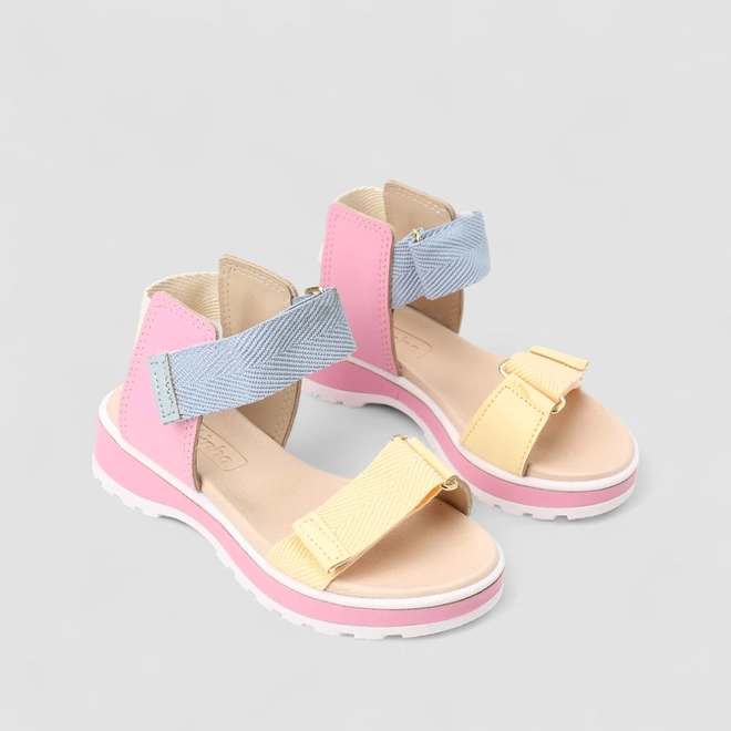 Sandália Infantil Molekinha Tiras Contato Multicolor