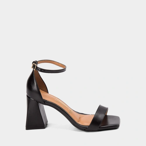 Sandália Feminina Vizzano Salto Geométrico Médio Preto