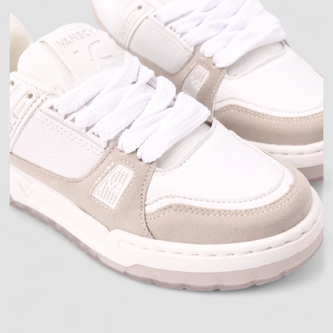 Tenis Casual Feminino Vanscy Detalhe Camurça Branco
