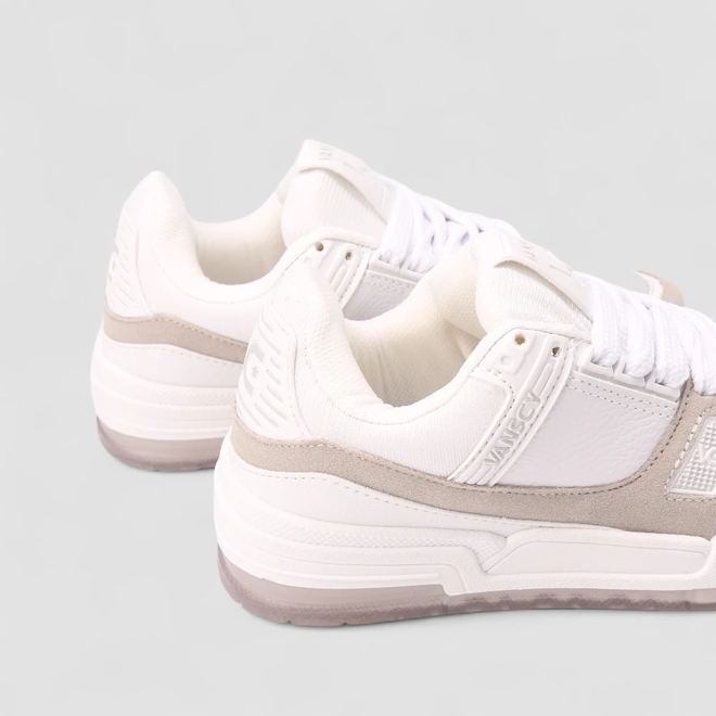 Tenis Casual Feminino Vanscy Detalhe Camurça Branco