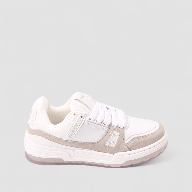 Tenis Casual Feminino Vanscy Detalhe Camurça Branco