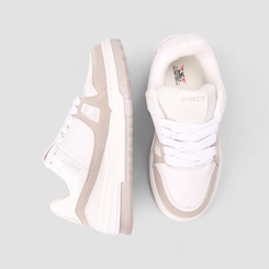 Tenis Casual Feminino Vanscy Detalhe Camurça Branco