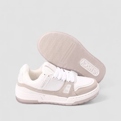 Tenis Casual Feminino Vanscy Detalhe Camurça Branco
