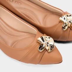 Scarpin Beira Rio Salto Bloco Bico Fino Bold Caramelo