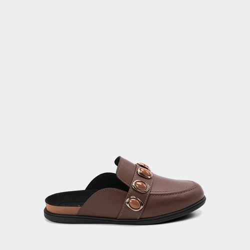 Mule Clog Moleca Detalhe Em Pedrarias Marrom