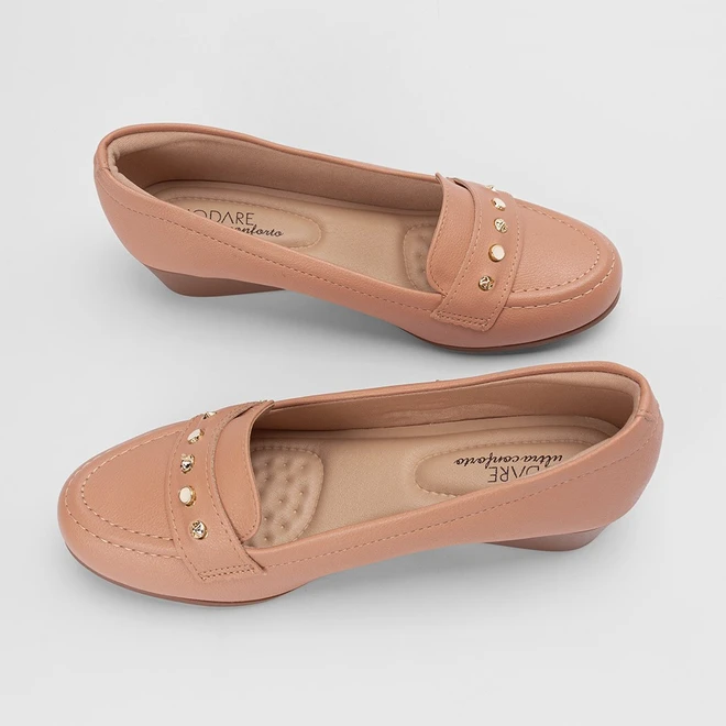 Mocassim Feminino Modare Ultraconforto Detalhe Pedraria Nude