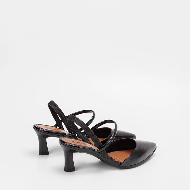 Scarpin Slingback Salto Geométrico Feminino MIssissipi Preto