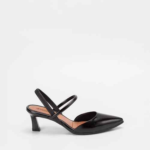 Scarpin Slingback Salto Geométrico Feminino MIssissipi Preto