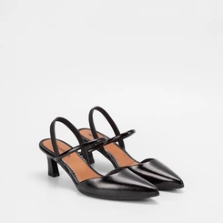Scarpin Slingback Salto Geométrico Feminino MIssissipi Preto