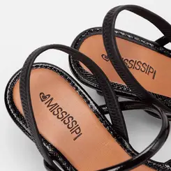 Scarpin Slingback Salto Geométrico Feminino MIssissipi Preto