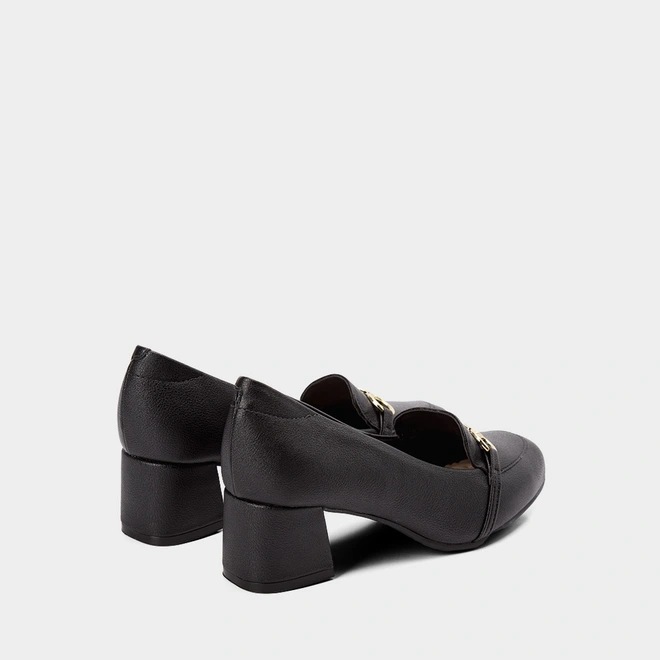 Scarpin Feminino Modare Ultraconforto Salto Bloco Detalhe Corrente Preto