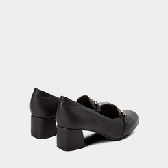 Scarpin Feminino Modare Ultraconforto Salto Bloco Detalhe Corrente Preto