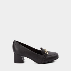 Scarpin Feminino Modare Ultraconforto Salto Bloco Detalhe Corrente Preto