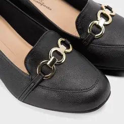 Scarpin Feminino Modare Ultraconforto Salto Bloco Detalhe Corrente Preto