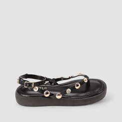 Sandália Feminina Gabriela Flatform Tachas Douradas