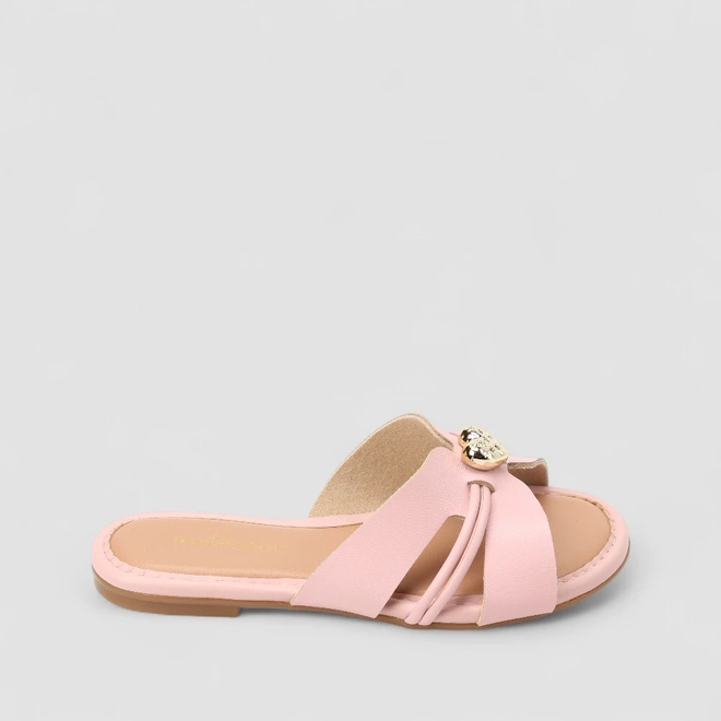 Rasteira Infantil Molekinha Coração Multi Tiras Rosa